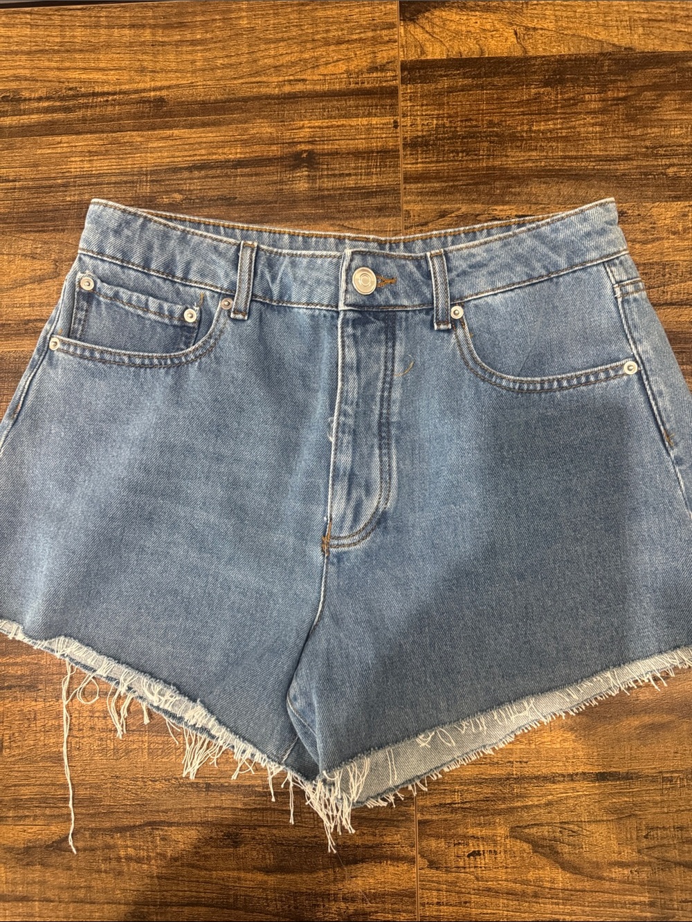 Gianni Bini Light Blue Frayed Hem Denim Shorts